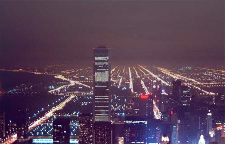 vista notturna di Chicago